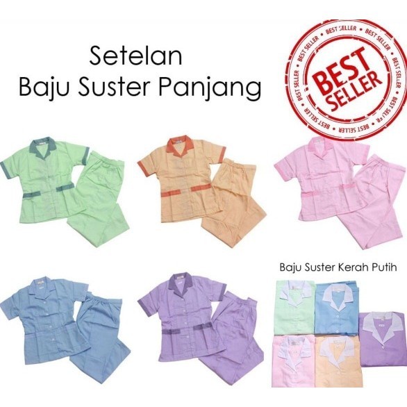 baju suster Setelan Baju Suster Panjang - S PINK(G0E1) Seragam Suster Celana Kulot PROMO Termurah Se