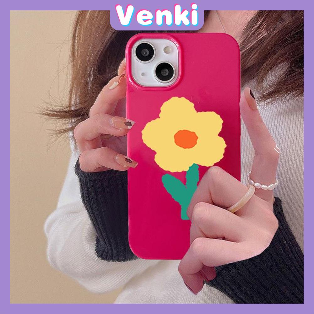 iPhone Case Soft TPU Pink Glossy Candy Case Cute Cartoon Big Flower Camera Protection Shockproof For iPhone 14 13 12 11 Pro Max 7 8 Plus X XR