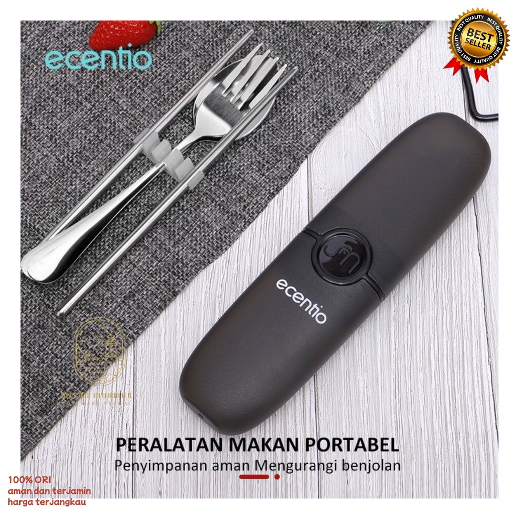 ECENTIO ALAT MAKAN SET FREE WADAH ISI 2 / 3 PCS STAINLESS STEEL SENDOK GARPU SUMPIT 1 SET