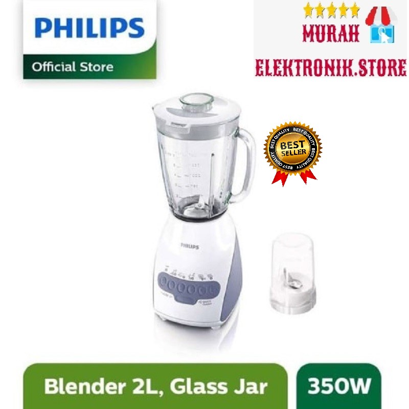 BLENDER PHILIPS 2 IN 1 HR 2116 / HR2116 [ 2 LITER / KACA / 350 WATT ] 100% ORI