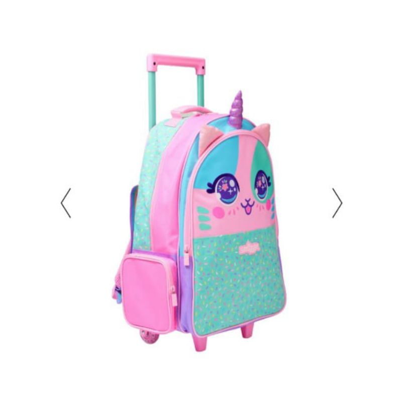 Tas SMIGGLE trolley ransel koper anak TK SD SMP boy girl dino best budz with light up wheels