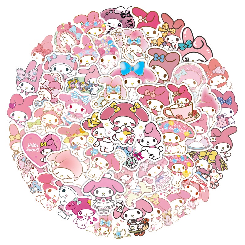 50pcs / set Stiker Motif Kartun Sanrio / Cinnamon / Anjing Kulomi Anti Air Untuk Dekorasi Notebook / Gelas Air