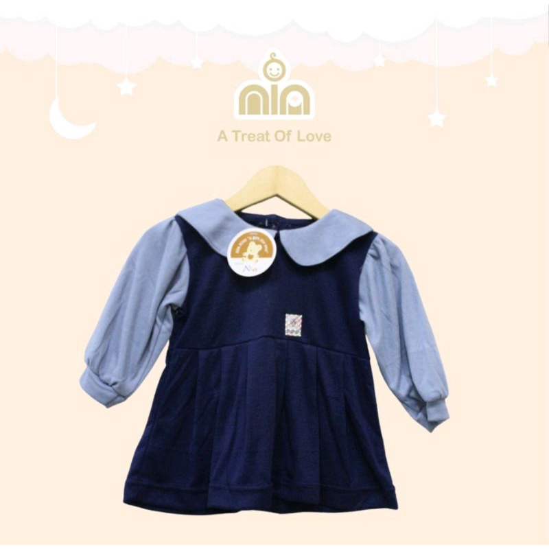 NIA Dress Bayi Balon Lengan Panjang Warna Polos Premium