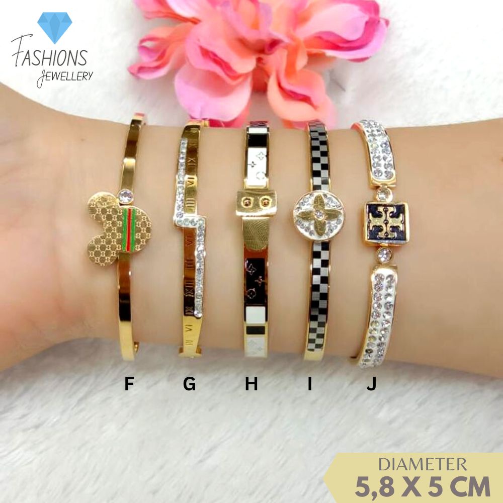 Gelang Bangle Titanium gold premium