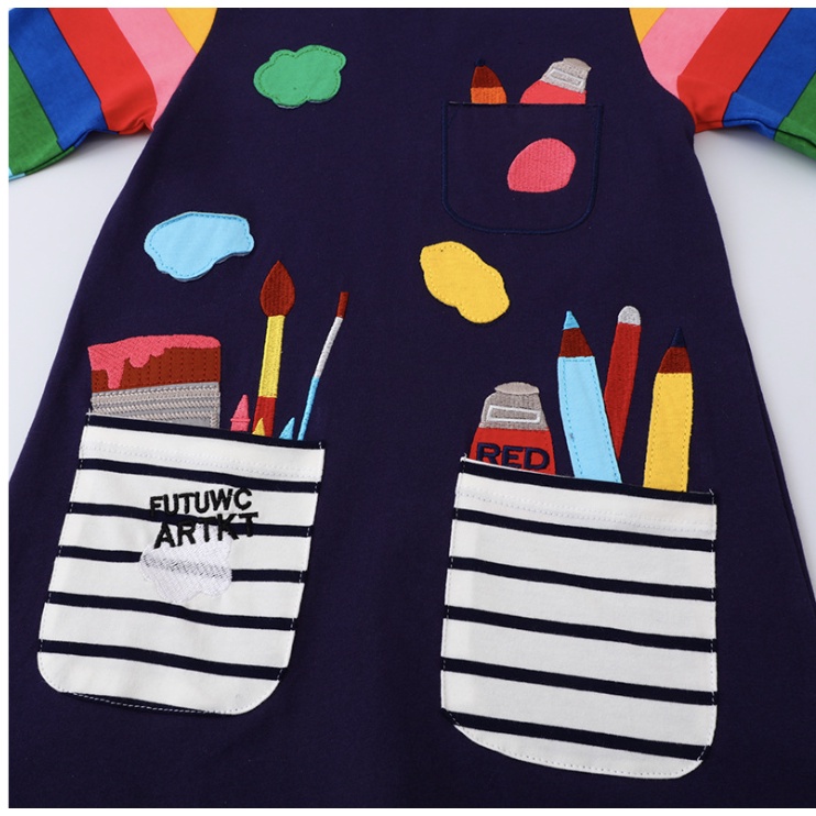 babyfit 2-8THN NAVY PENCIL baju dress high quality cotton combed import lengan panjang baju anak perempuan ydm-0527r