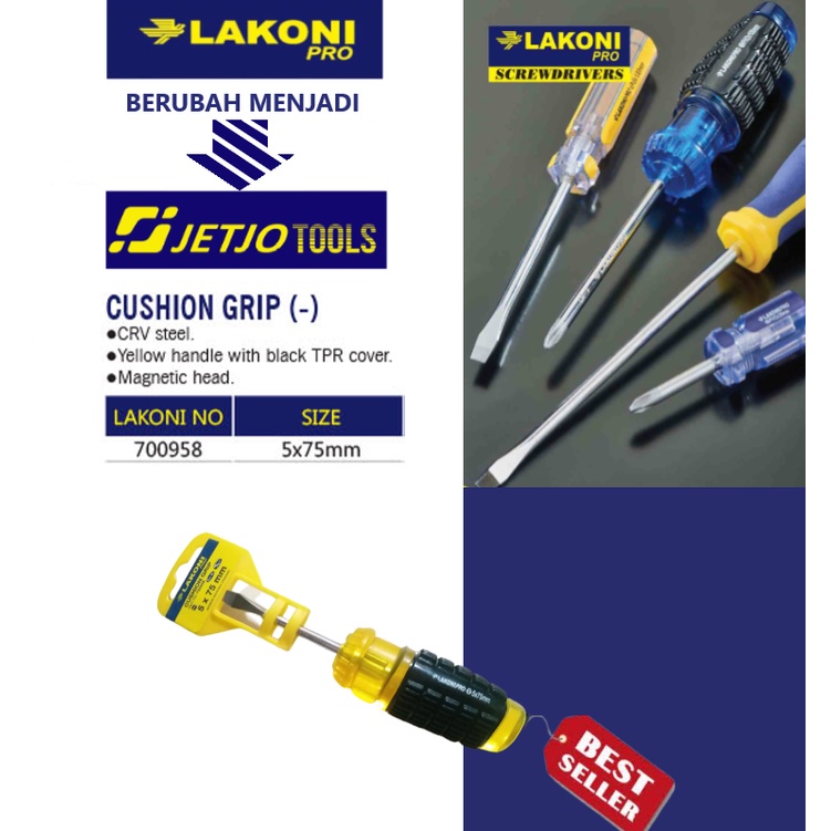 700958 Lakoni Pro Obeng Minus / Cushion Grip (-) LAKONI PRO Size 5x75mm