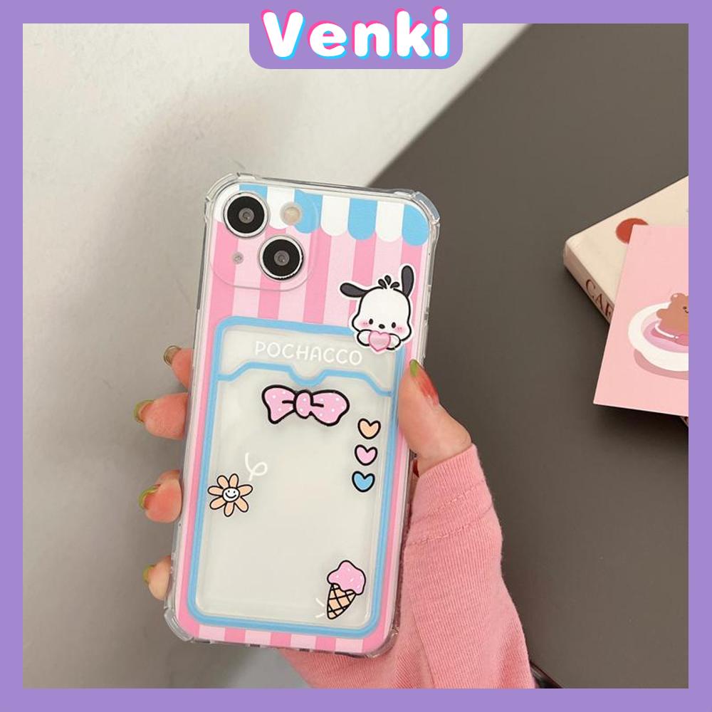 For iPhone 14 Pro Max Card Holder Clear Back Cover Card Storage Cute Pink Cartoon Bow Camera Protection Shockproof For iPhone 14 13 12 11 Plus Pro Max 7 Plus X XR