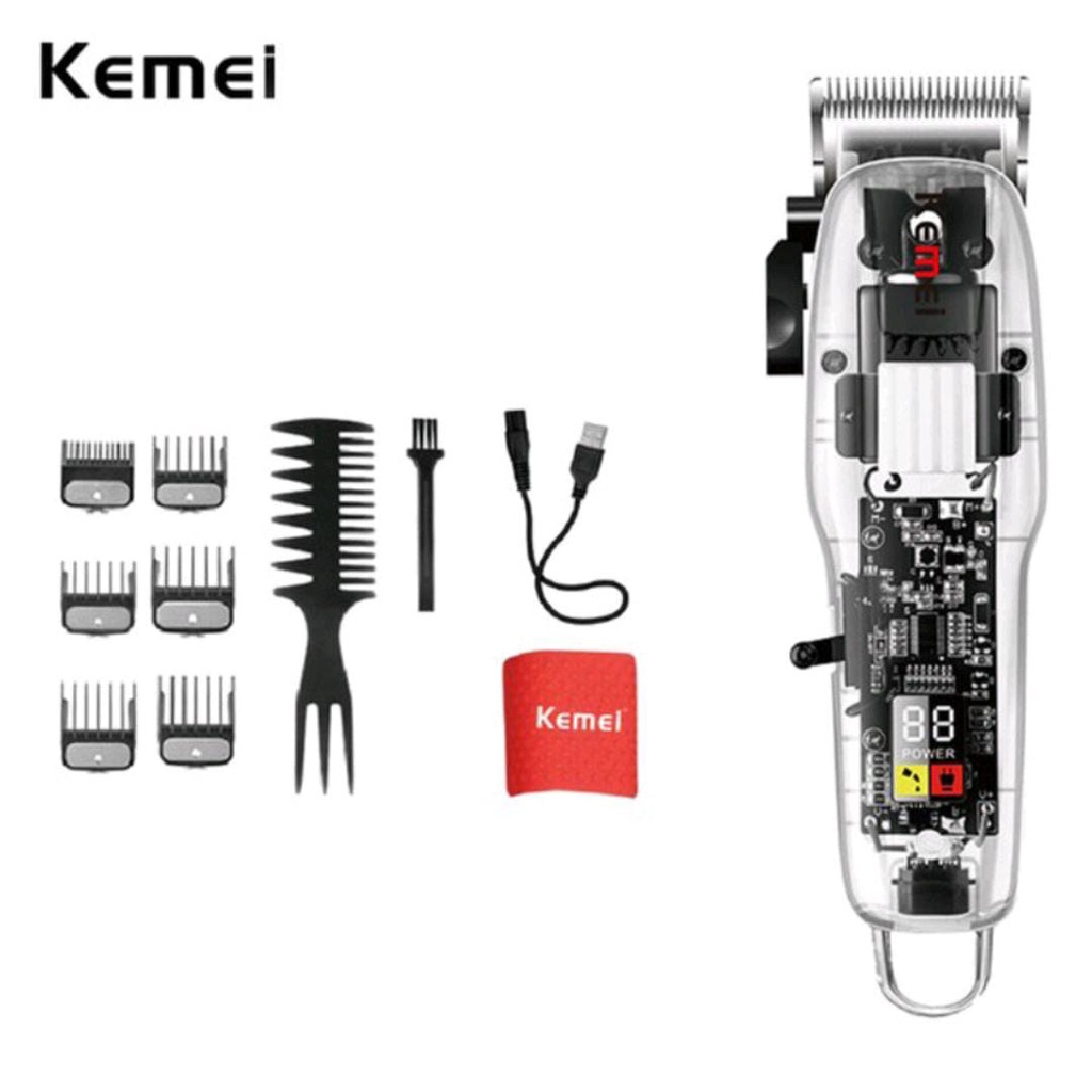 Hair Clipper Transparent Kemei KM-NG108 Elektrik USB