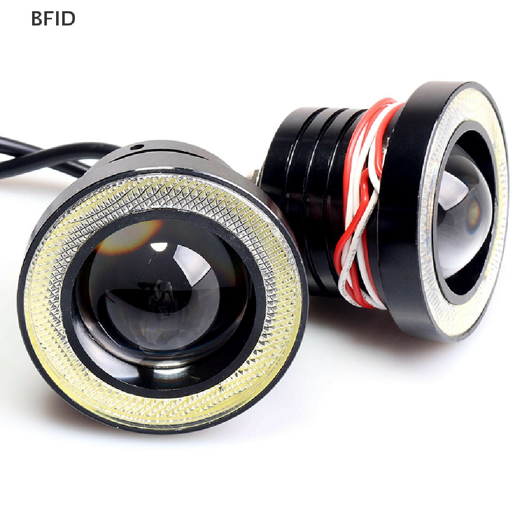 [BFID] 2.5 ''15W Mobil Putih COB LED Proyektor Angel Eyes Cincin Biru DRL Fog Light Lamp [ID]