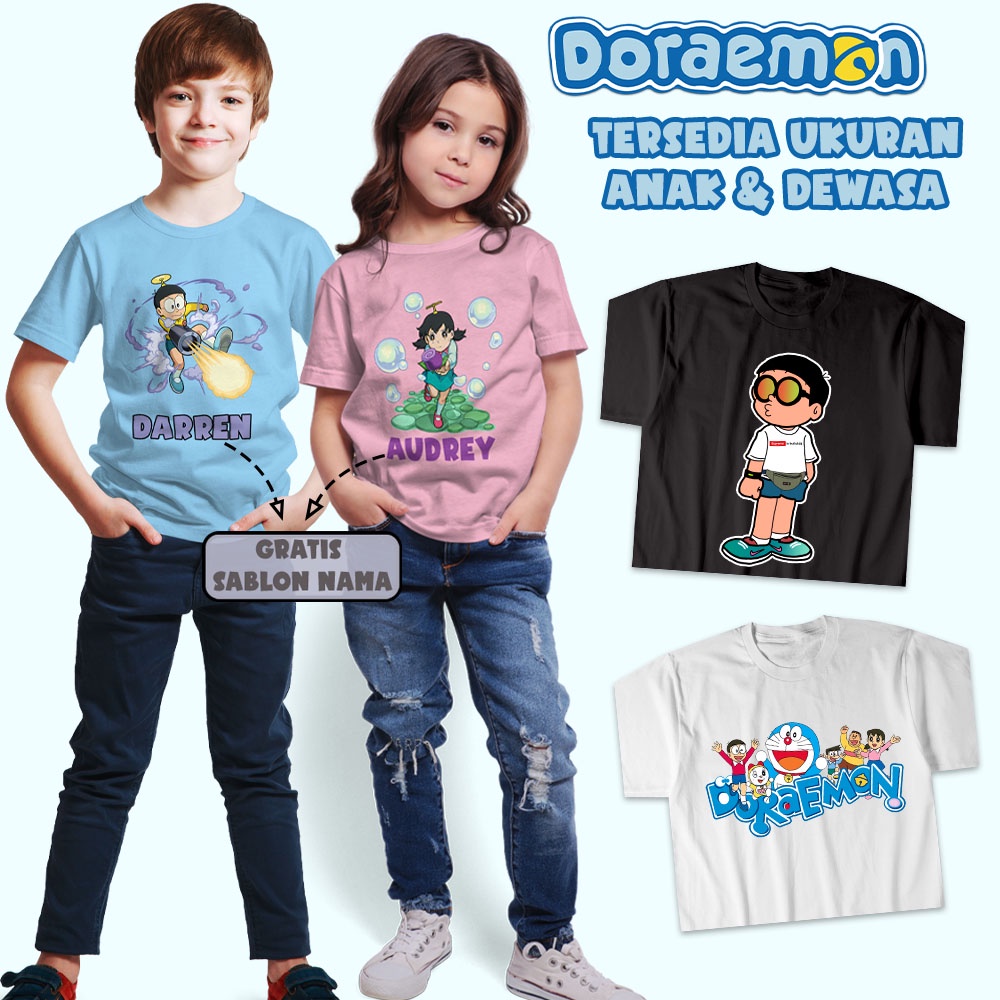 BAJU COUPLE KELUARGA MOTIF DORAEMON / KAOS COUPLE KELUARGA KARAKTER DORAEMON / BAJU COUPLE IBU ANAK
