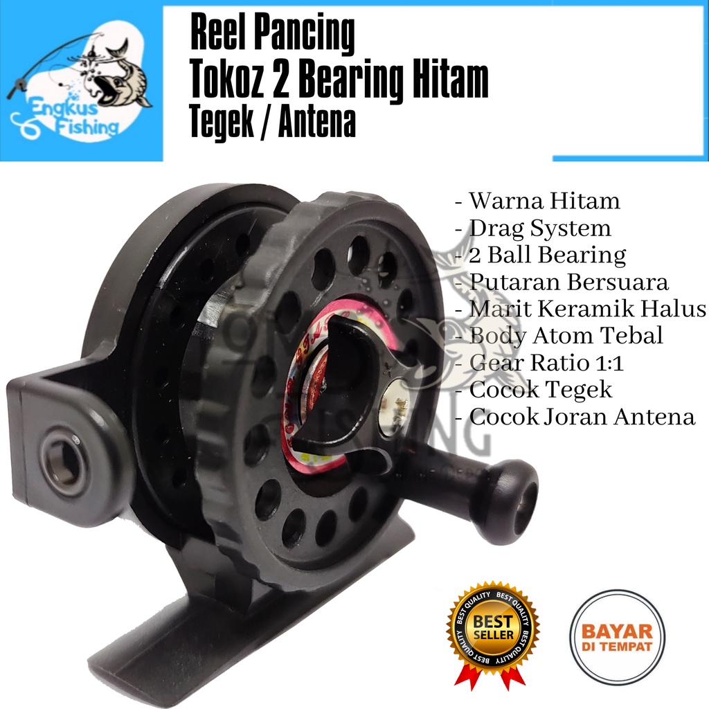 Reel Pancing Tokoz Tokos 2 Bearing Bening / Hitam Mini Murah Cocok Tegek / Joran - Engkus Fishing