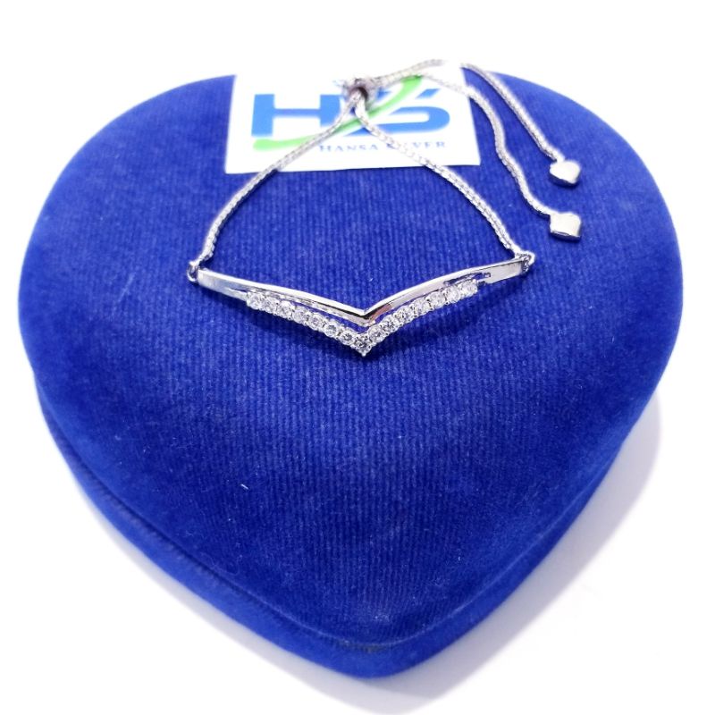 Gelang Perak Wanita Silver Asli 925 Lapis Emas Putih Model Serut Italy - GePerak Wanita Anti Karat