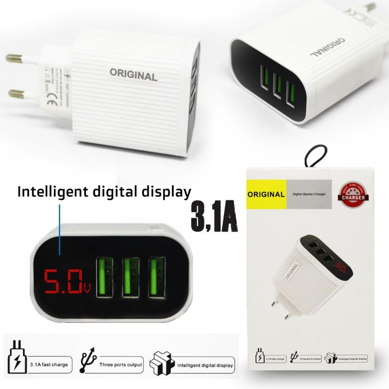 charger cas hp android 3 usb fast charger
