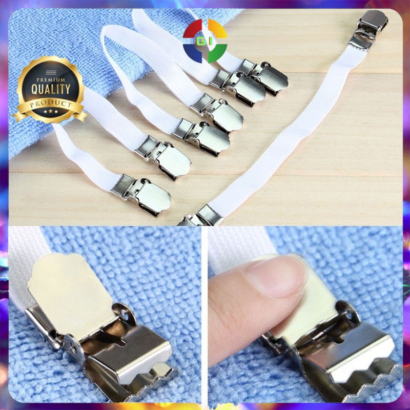 Penjepit Clip Sprei Kasur Elastis Band Holder Gripper Isi 4 PCS White COD