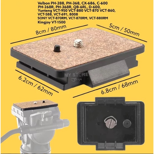 Quick Release QR Plate Plat Tripod Yunteng VCT-950 VCT-880 VCT-870 VCT-860 Velbon PH-368