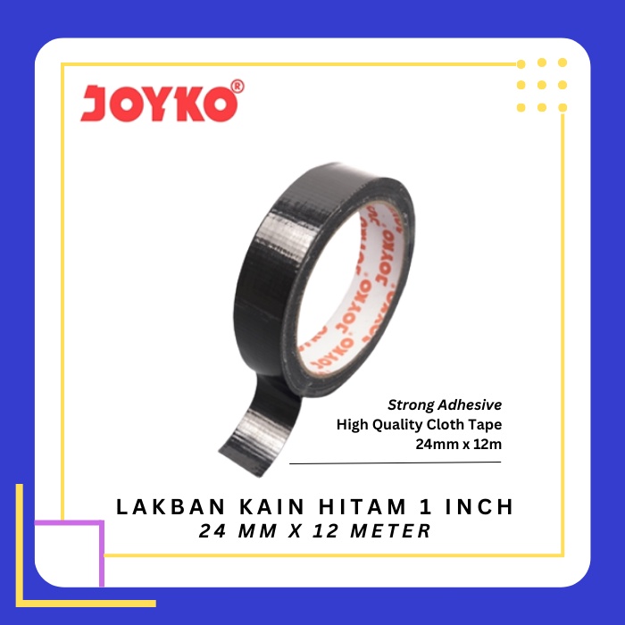 

JOYKO Cloth Tape 1 Inch Lakban Kain Hitam Joyko 24 mm x 12 meter Orange Core