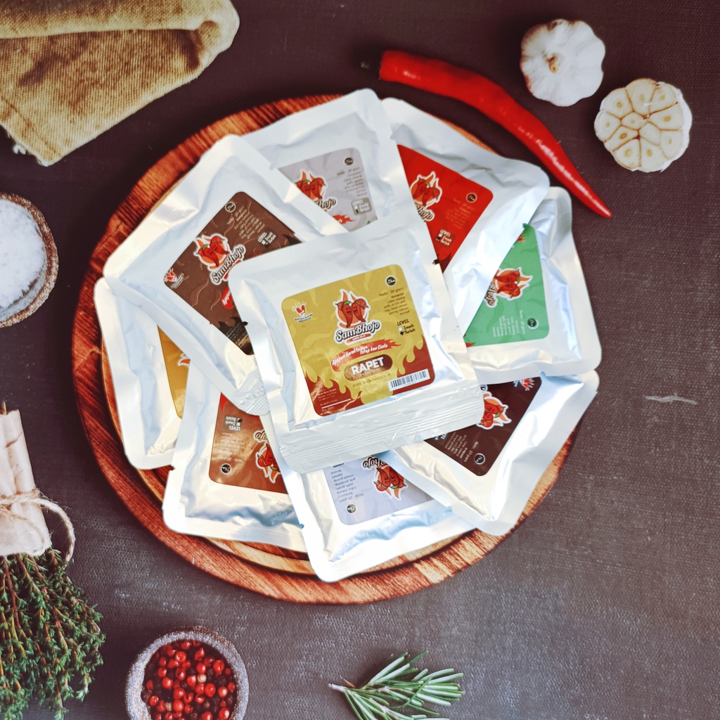 

SAMBAL BOJO (SAMBHOJO) SACHET, SAMBAL BAWANG, TERASI, BABY CUMI, TERI MEDAN, SAMBAL ROA, SAMBAL