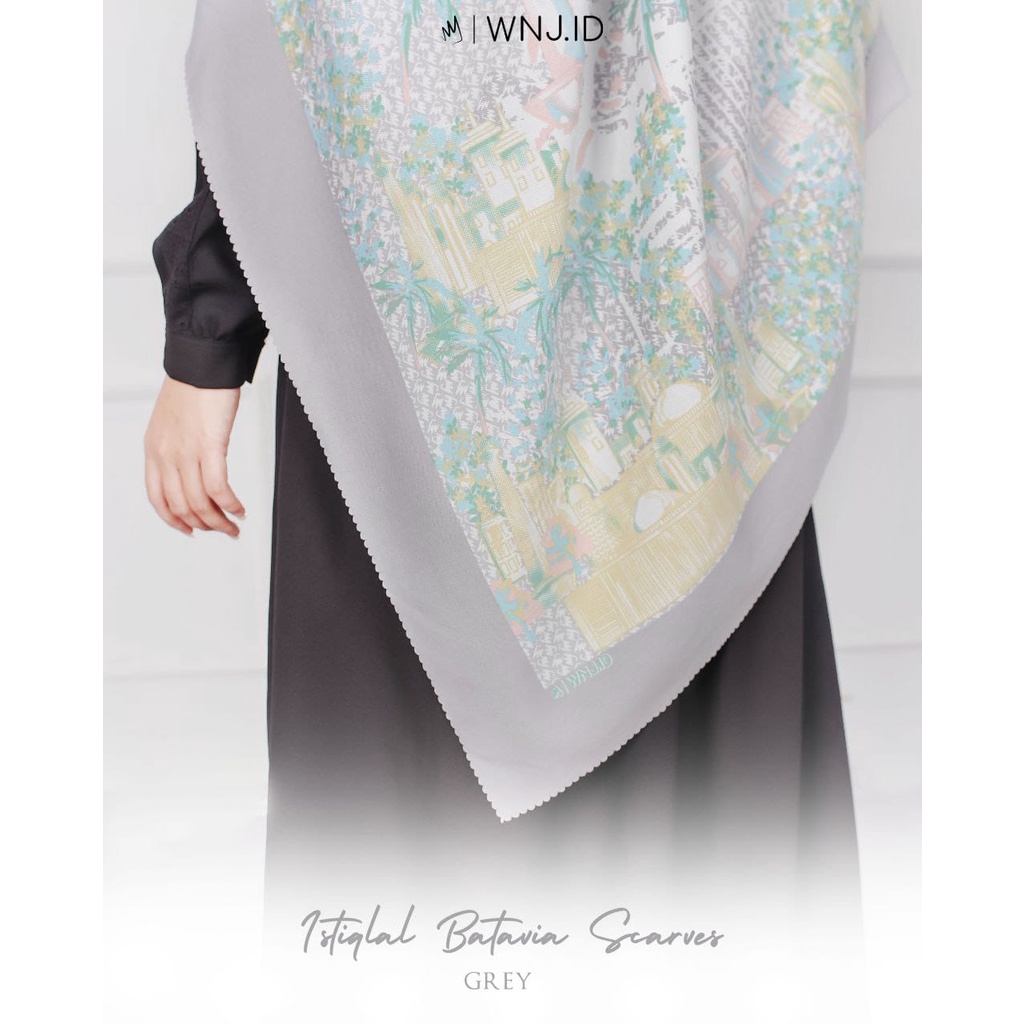 WNJ SCARVES ISTIQLAL BATAVIA UKURAN 130X130 CM |  HIJAB SEGI EMPAT BARU ORIGINAL WANOJA