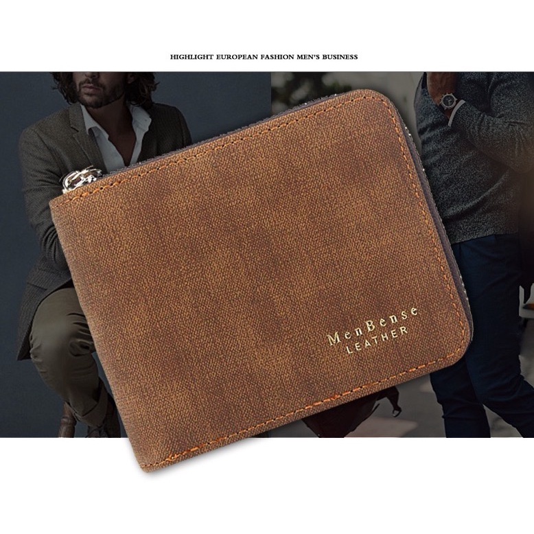 IMPOR ORIGINAL MENBENSE D5504 DOMPET UANG LIPAT PRIA RESLETING ZIPPER DENGAN TEMPAT KOIN