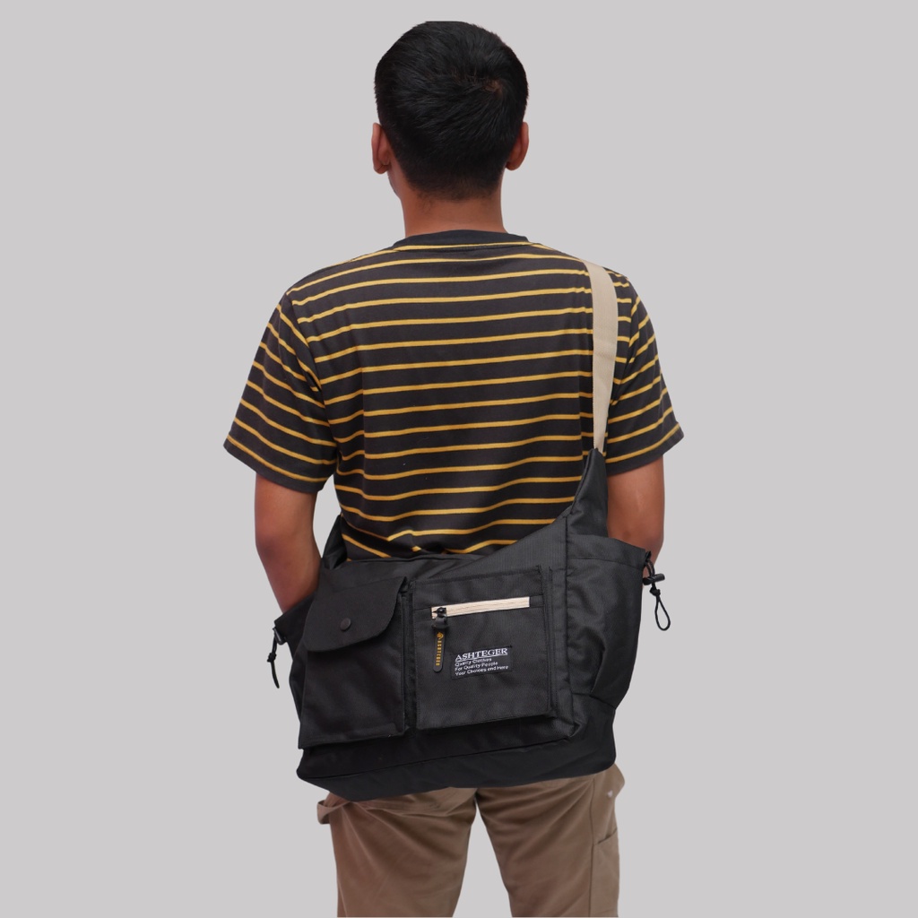 Tas Selempang Slingbag Tas Pria Sling Bag Sekolah Kuliah Kerja Besar Ashteger