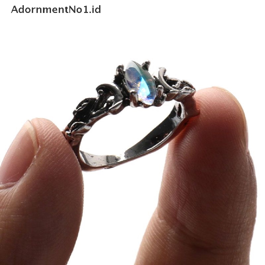 [AdornmentNo1] Vintage Oval Moonstone Cincin Untuk Wanita Cabang Double Moon Women Ring Perempuan Pernikahan Perhiasan Aksesoris Hadiah Dropshipping [ID]