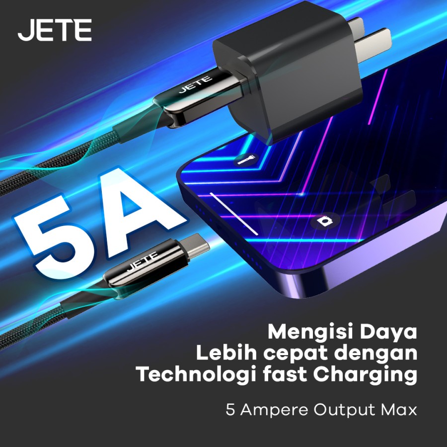 JETE CX9 Kabel Data Type C to Type C PD 65W Fast Charging 3A