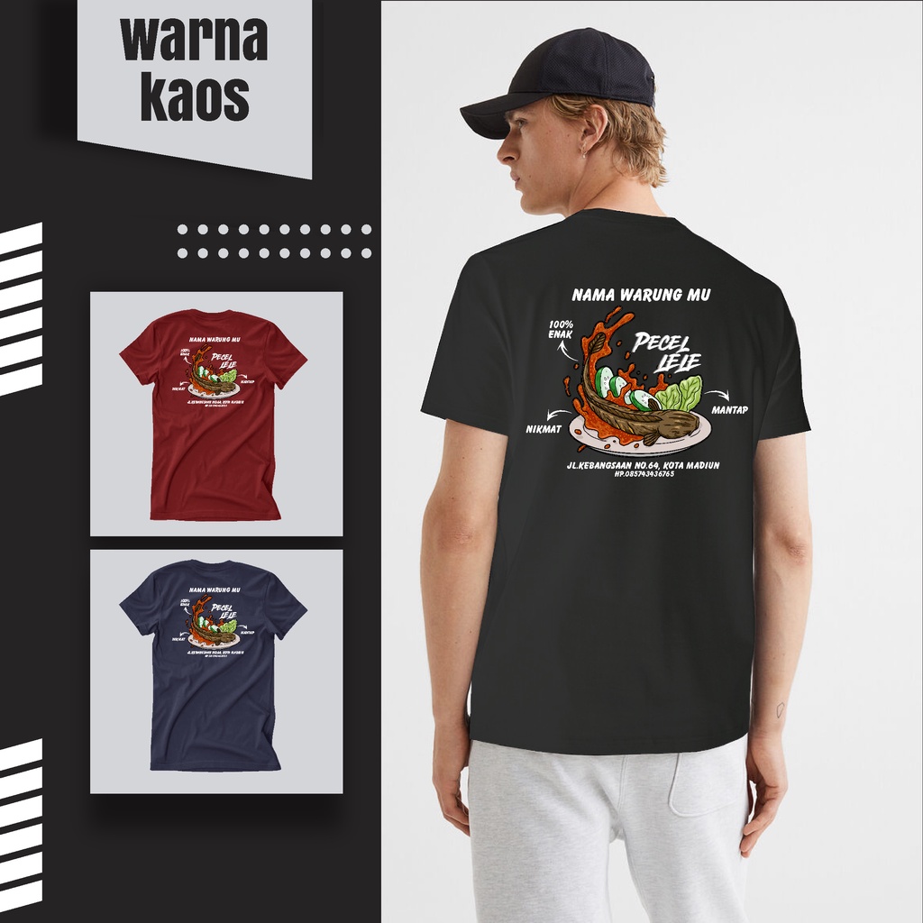 Kaos PECEL LELE reborn bisa ganti nama warung kaos karyawan penyetan pecel madiun