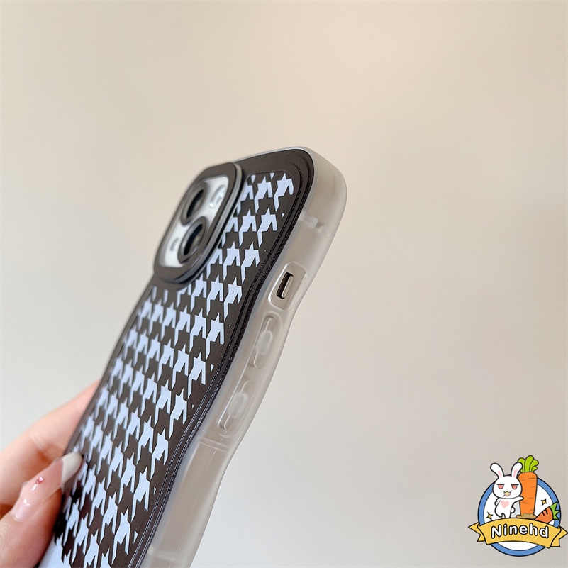 IPHONE Casing Kompatibel Untuk Iphone14 13 12 11 Pro Max X Xr Xs Max SE 8 7 6 6s Plus Kualitas Tinggi Pola Kisi Casing Ponsel Lensa Bingkai Bergelombang Shockproof Silikon Soft Case Cover Pelindung