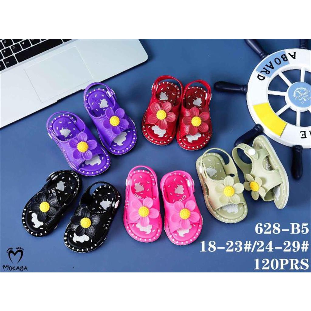 Sandal Let Jelly Anak Cewek Bunga Kamboja Super Cute Pretty Kekinian Import Mokaya / Size 24-29 (628-B5)