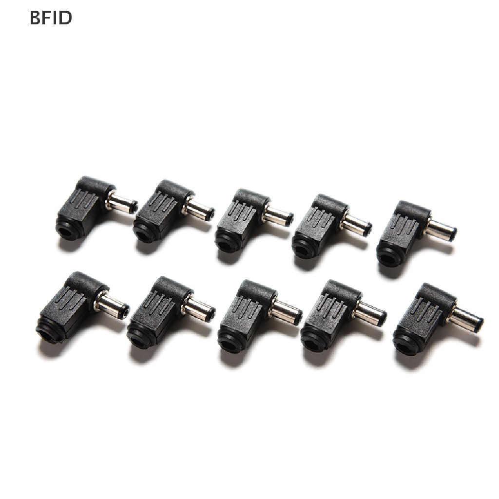 [BFID] 10pcs Sudut Kanan 2.1x5.5mm 2.1mm DC Power Male Plug Solder Konektor Hitam [ID]