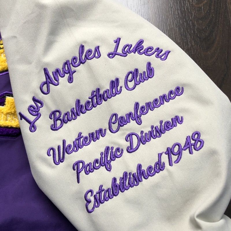 VARSITY JAKET LAKERS UNGU WHITE BORDIR BACK AUTHENTIC FULLTAG &amp; LABEL