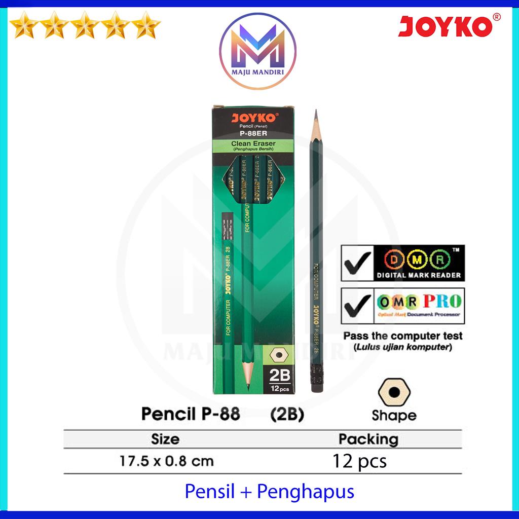 

Pensil Kayu Joyko P88 Hijau 2B ER + PengHapus / Wood Pencil P 88 Erasable / Pensil Murah grosir 1 pak isi 12 pcs