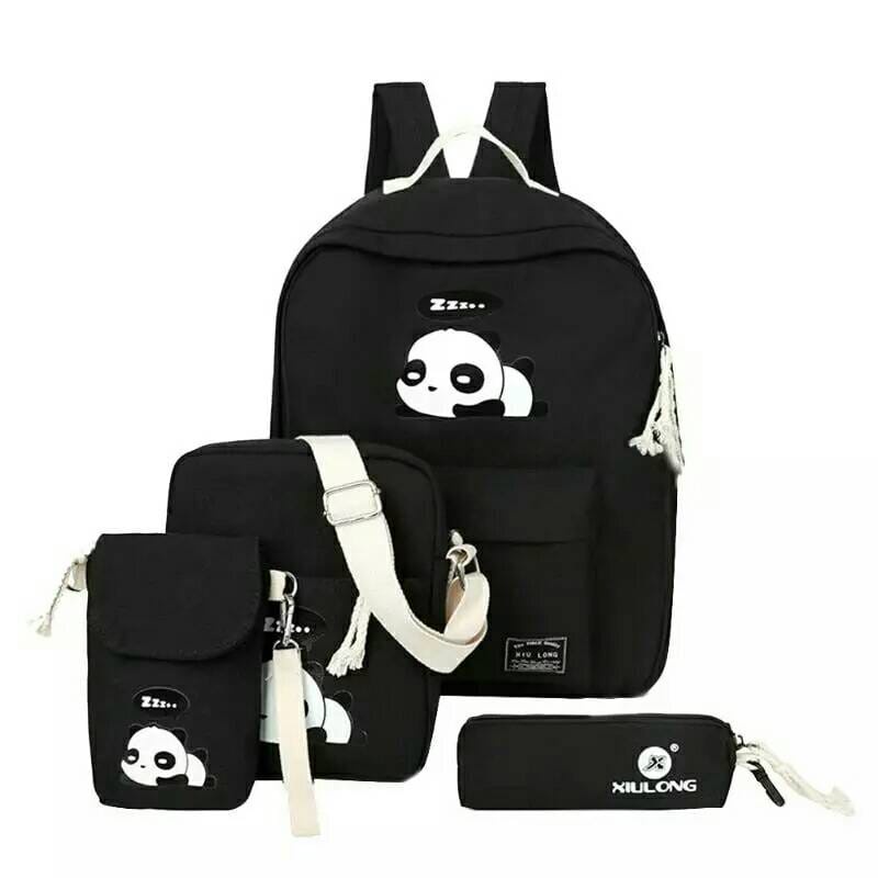 &quot;aurabagss&quot; - Beli 1 Dapat 4 Tas Anak Set 4 In 1 Motif &quot;PANDA&quot; Tas Ransel Anak Sekolah SD SMP Backpack Anak Sekolah Unisex Multifungsi Keren Trendy Stylish Kekinian