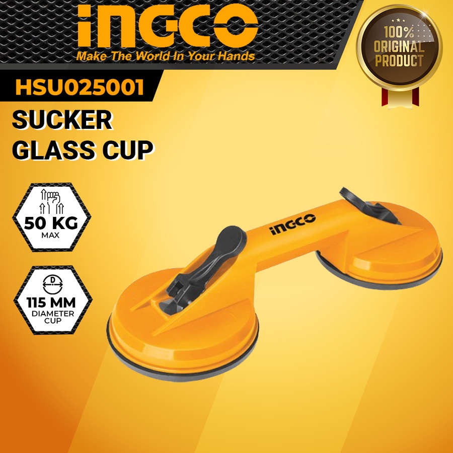 Kop Kaca INGCO HSU025001 50kg 2 Kaki Glass Cup Alat Pengangkat Angkat Keramik Granit Buka Pasang Pem
