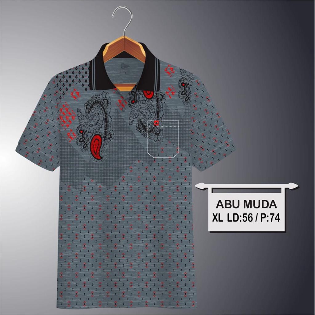 Noveli wear - Kaos kerah pria | kaos korea katun saku dewasa motip full print | kaos polo batik kode 01