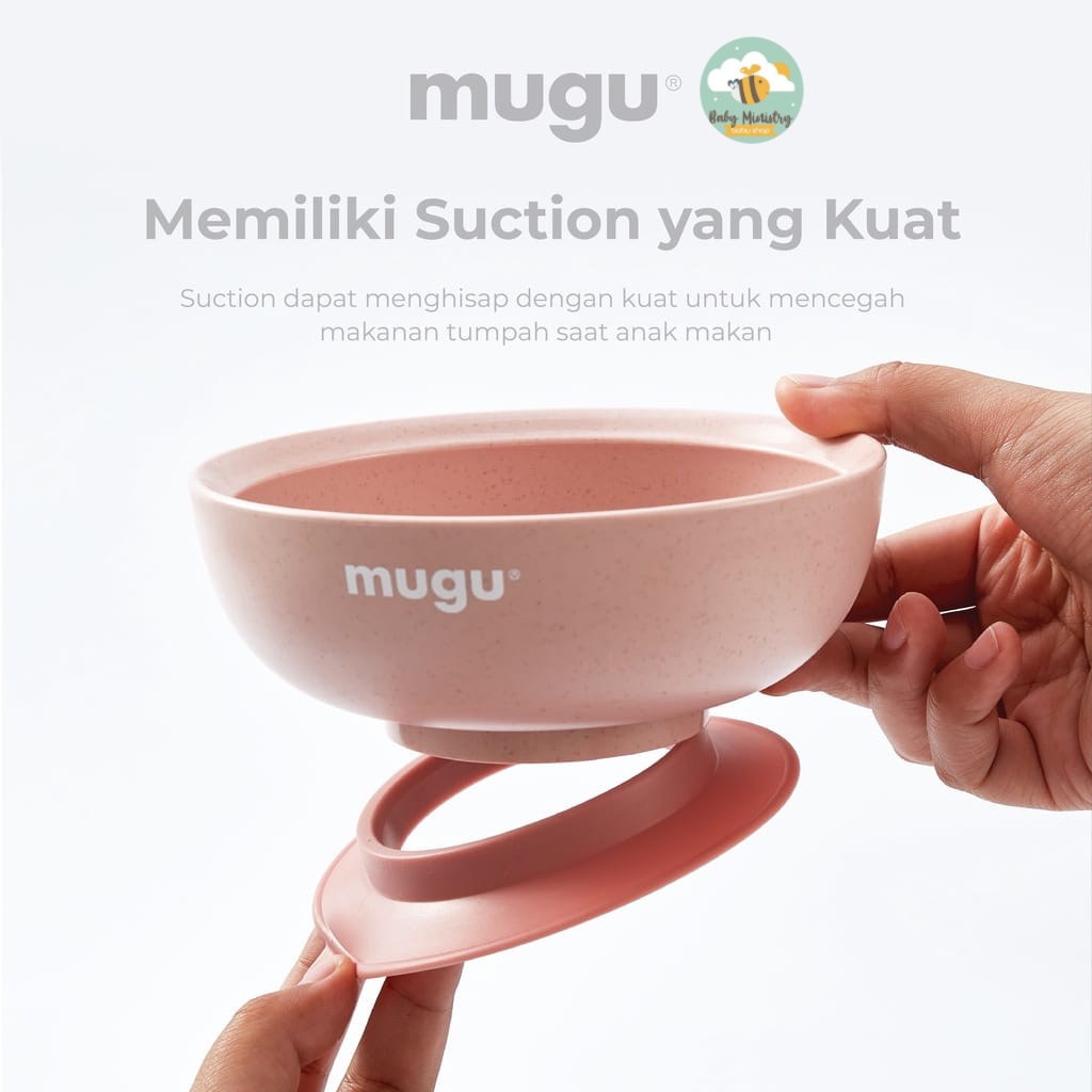 Mugu Wheat Straw Antispill Suction Bowl (340 ml &amp; 450 ml)  / Mangkok Makan Anak Bayi / mangkok suction / mugu / best seller mangkok suction / gift