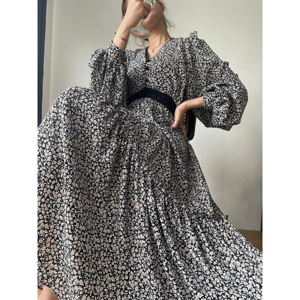 Zéa - Byanca - Dress Korea Motif Bunga Busui Crincle Maxi
