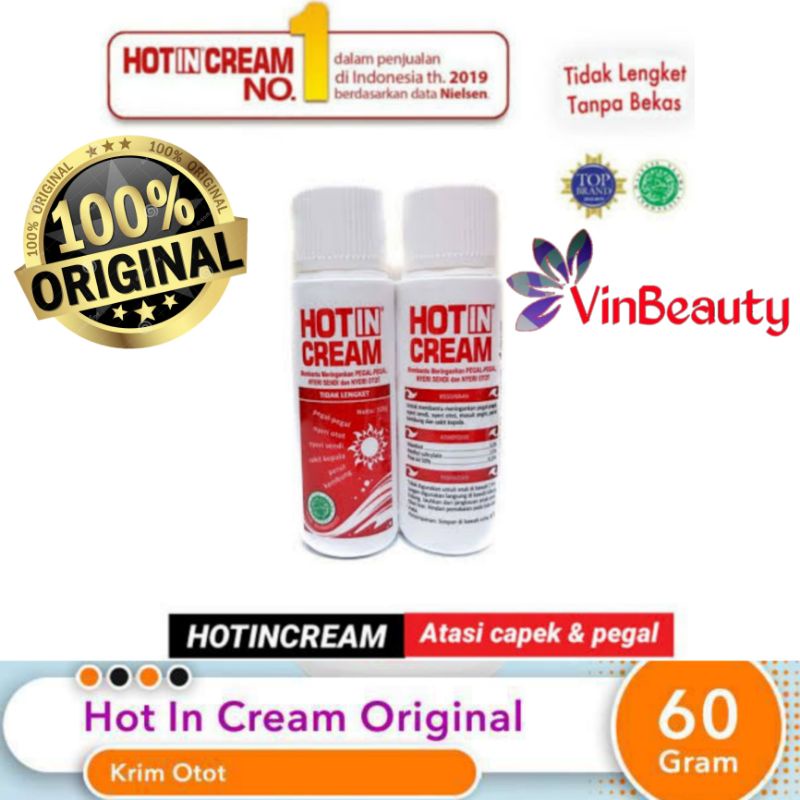 ORIGINAL HOTIN CREAM BOTOL 60 GRAM / HOT IN KRIM BOTOL PUTIH MERAH 60G