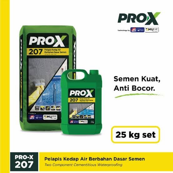 PRO-X 207 [PELAPIS KEDAP AIR 2 KOMPONEN BERBAHAN DASAR SEMEN] SEMEN KUAT PELAPIS KEDAP AIR ANTI BOCOR WATERPROOFING SEMEN INSTANT [2 KOMPONEN : SEMEN DAN CAIRAN] [AVIAN BRANDS X MORTAR UTAMA]