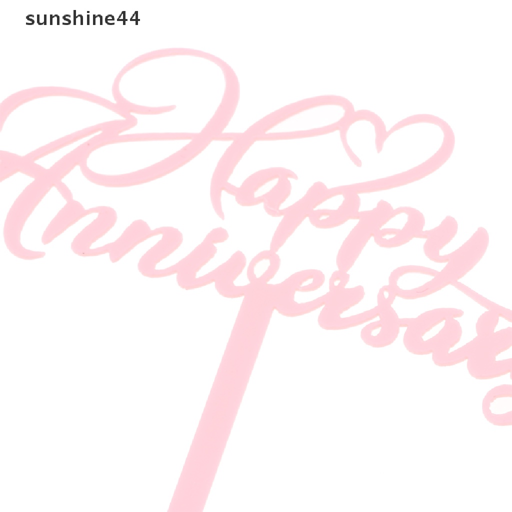 Hiasan Kue Akrilik Sunshine Gold Pink Happy Anniversary Hiasan Kue Valene Day.