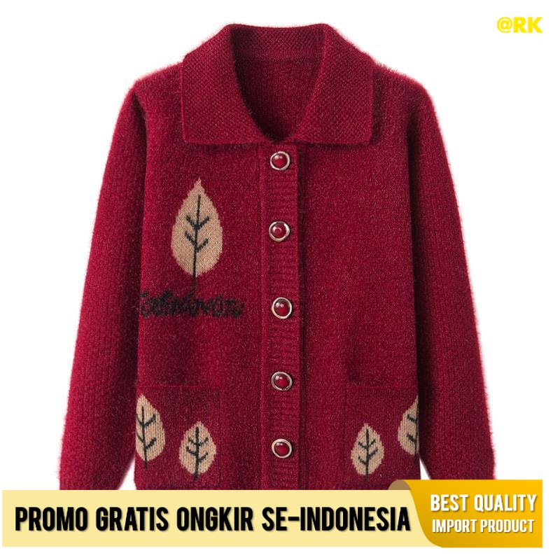Cardigan Cewek Orang Tua   Musim ngin Wanita 'S Sweater Tebal 60-70 Tahun Nenek   Rajut Cargan Wanit