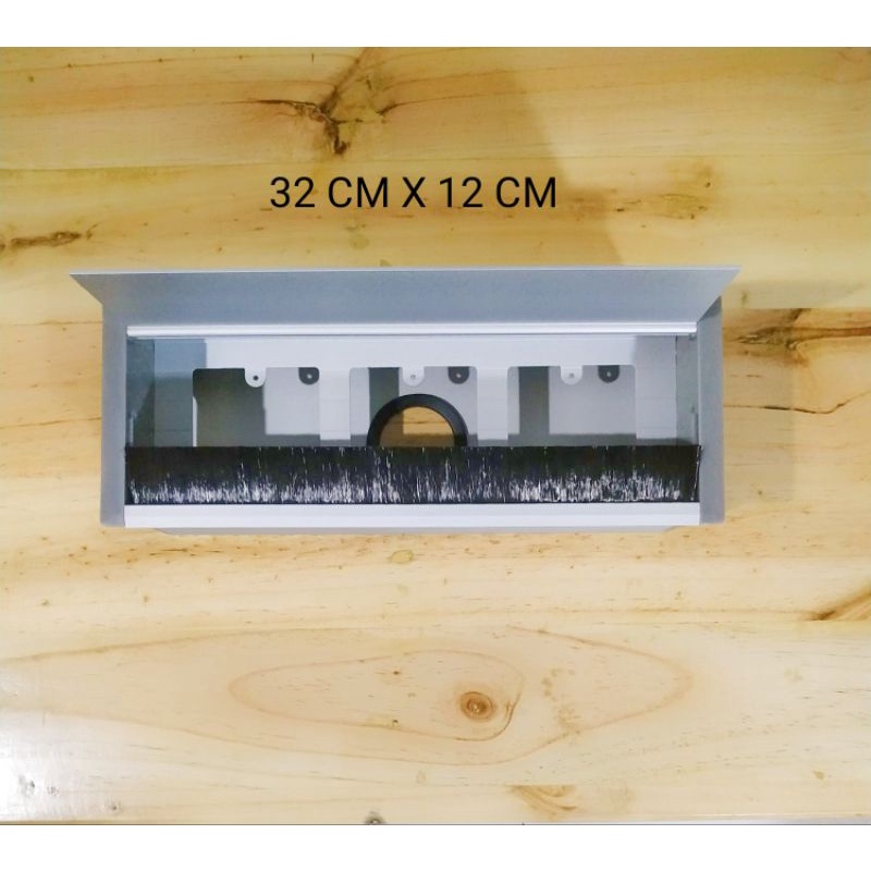 STOP KONTAK LUBANG KABEL BOX ALMUNIUM  TANAM 3 LUBANG SILVER