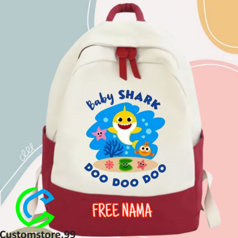 TAS RANSEL BABY SHARK ANAK FREE NAMA