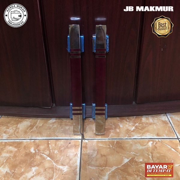 Full Handle Pintu Rumah 35Cm Kayu Maroon / Gagang Pintu Rumah 2 Pintu Full Set 350mm Kayu Merah / ta