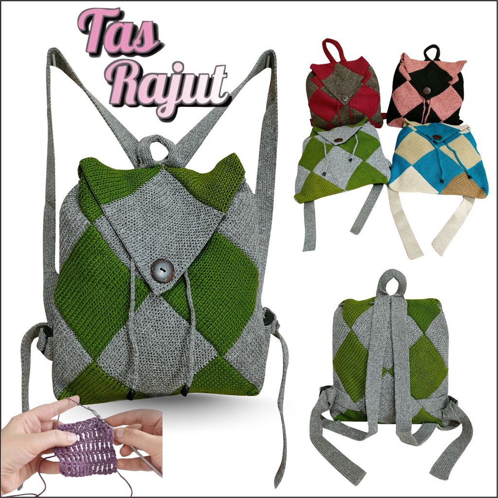 Tas Ransel Wanita Rajut PEGE Dortia Ransel Kasual - PG 8954