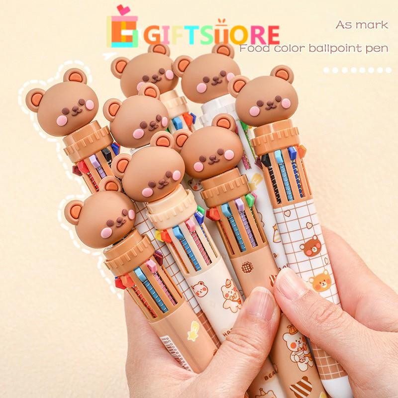 

✨COD Pulpen 10 Warna Kartun Lucu Beruang Pena Warna Warni 10 in1 Alat Tulis-GS