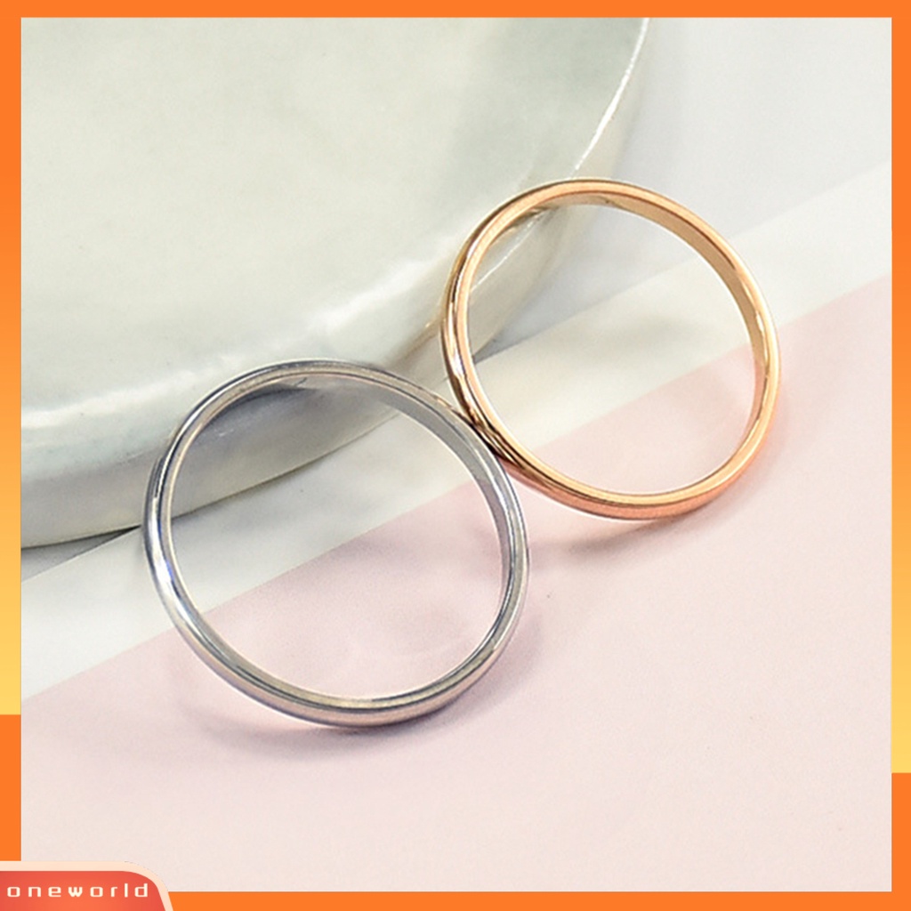 {oneworld} Cincin Couple Serbaguna Bahan Titanium Steel Halus Geometris Jari Cincin Untuk Pesta Perjamuan Ulang Tahun Pertunangan