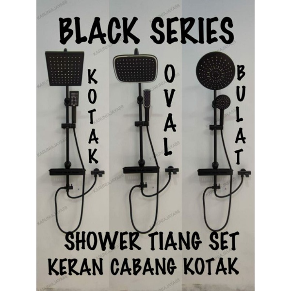 Shower Tiang Coulumn Dingin+Keran Cabang Komplit/shower tiang set hitam minimalis black/Shower Column Promo Termurah