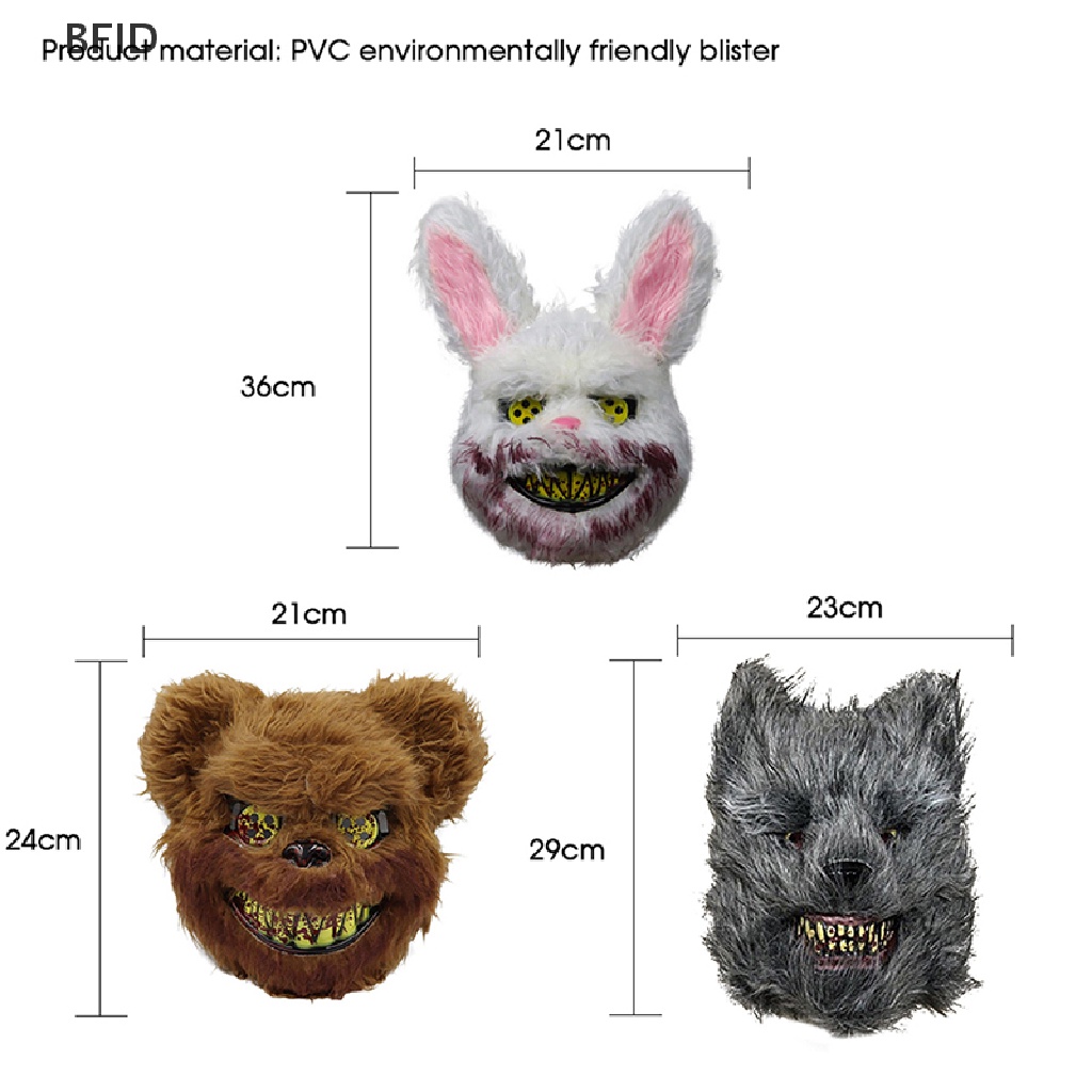 [BFID] Topeng Halloween Bloody Killer Rabbit Mask Teddy Bear Topeng Horror Cosplay Mewah [ID]