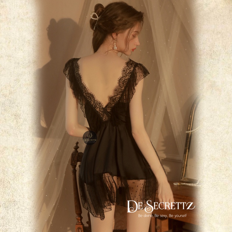 DeSecrettz LOUISE Baju Tidur Wanita Sexy, Sleepwear Sexy Bahan Premium Polyester Halus dan Lembut Di Kulit, Bisa COD
